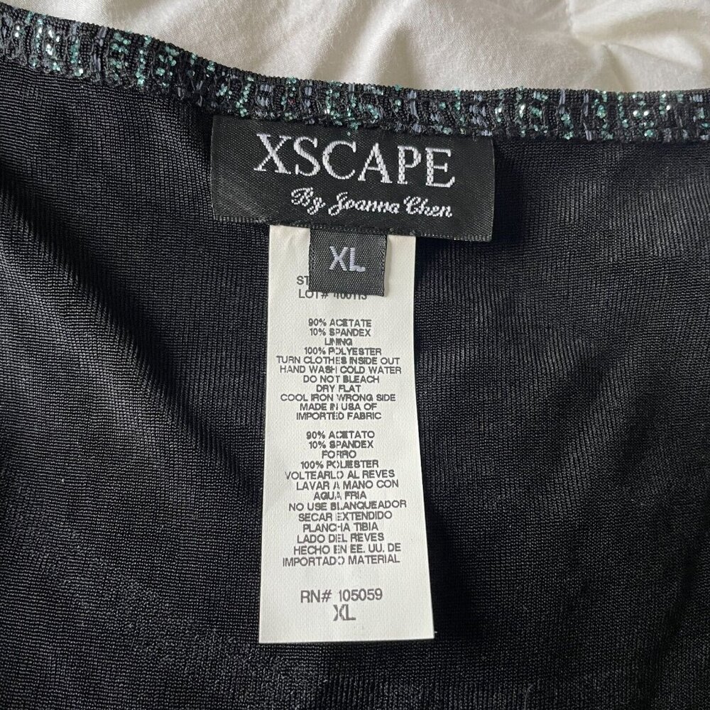 XSCAPE NWT VTG 90s Shimmer Top Sz XL Black Metallic Glam Evening Party‎ Club Y2K - Picture 4 of 8
